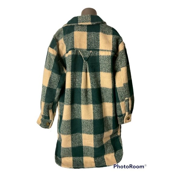 AVEC Les Filles Longline Buffalo Check Coat Revolve Green Plaid Shacket Small - Picture 4 of 4